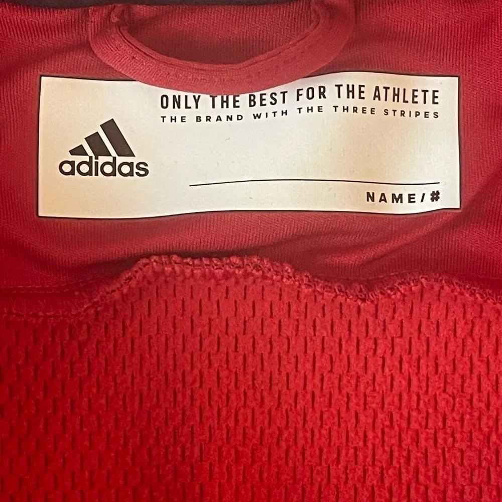 Adidas Red Full Zip Hoodie Sweatshirt Small S Logo Front Pockets Drawstring